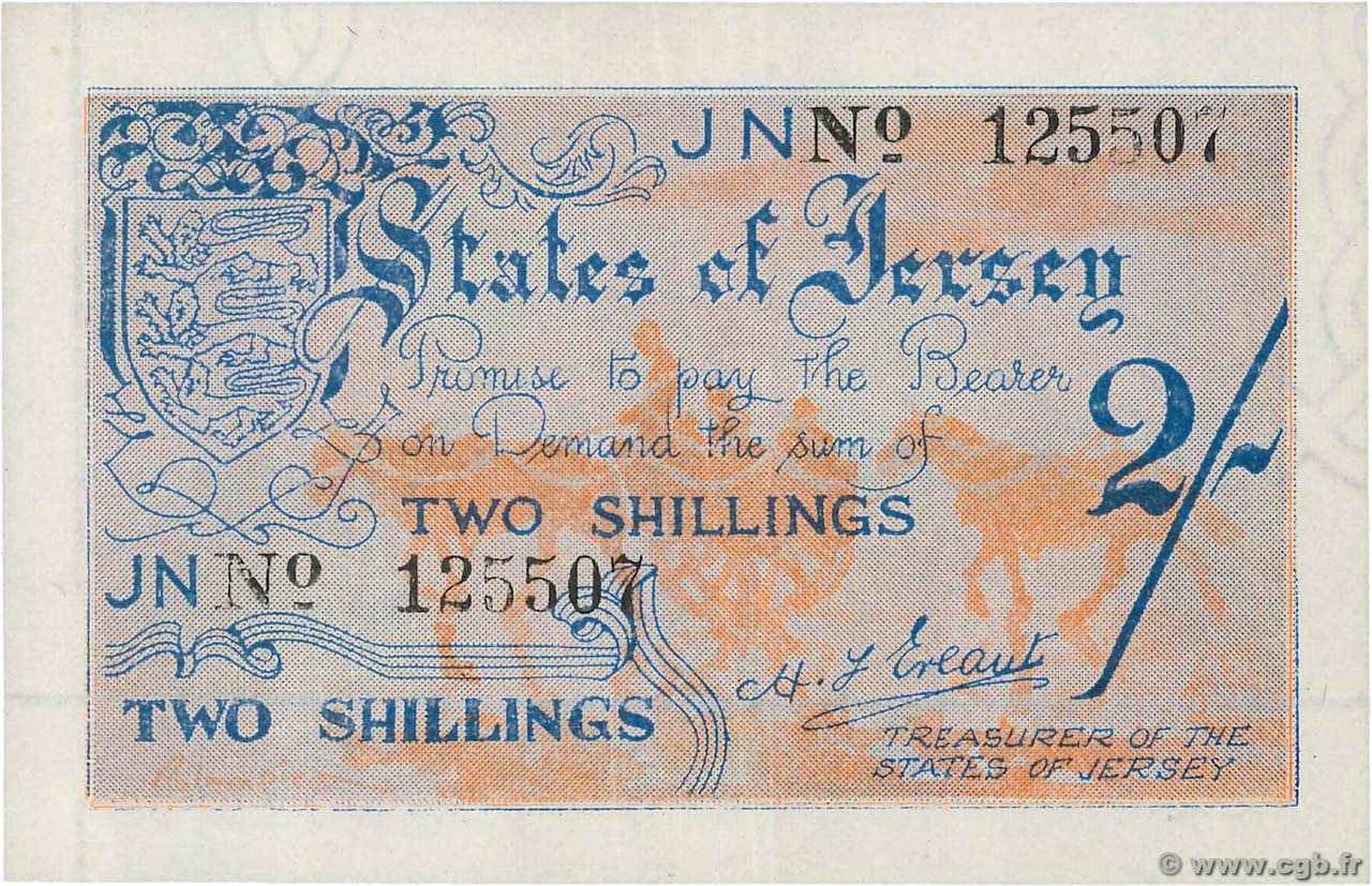 2 Shillings JERSEY  1941 P.03a XF