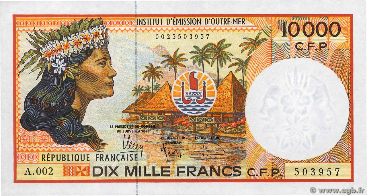 10000 Francs FRENCH PACIFIC TERRITORIES  2010 P.04g AU