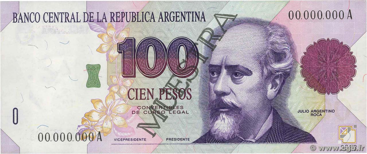 100 Pesos Spécimen ARGENTINIEN  1992 P.345s fST+