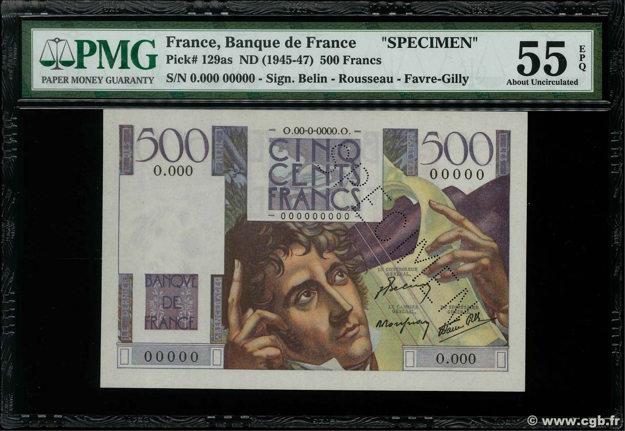 500 Francs CHATEAUBRIAND Spécimen FRANCIA  1945 F.34.01Sp SC