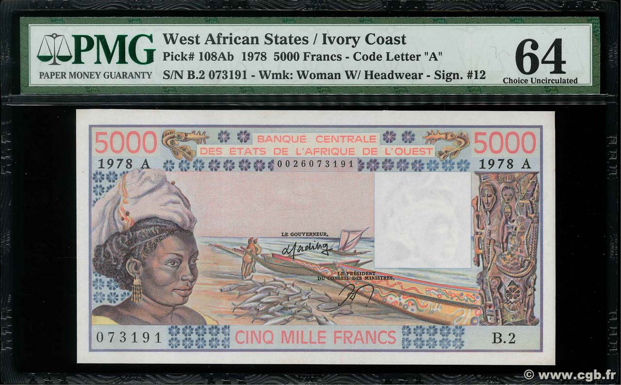 5000 Francs ÉTATS DE L AFRIQUE DE L OUEST  1978 P.108Ab pr.NEUF