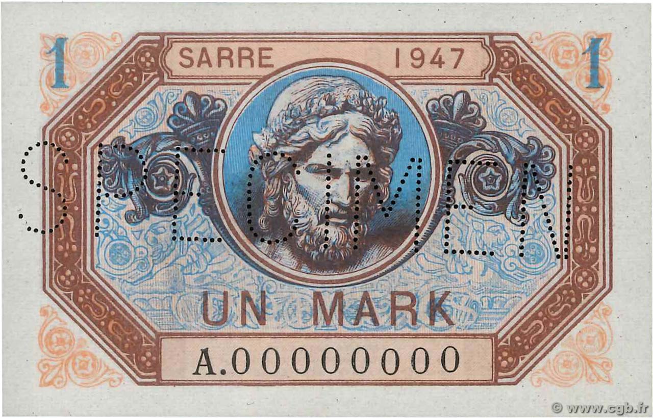 1 Mark SARRE Spécimen FRANCE  1947 VF.44.00Sp UNC