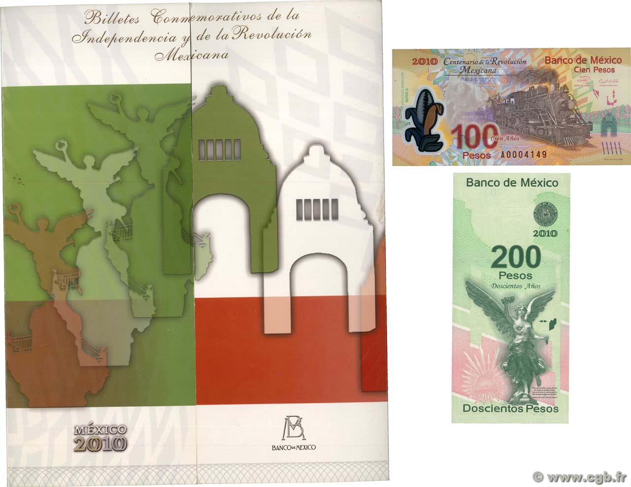 100 et 200 Pesos Commémoratif MEXICO  2007 P.128b et P.129a FDC