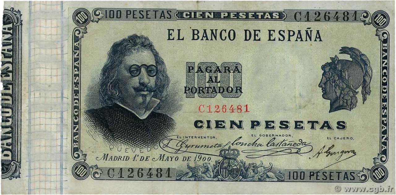 100 Pesetas ESPAÑA  1900 P.051 MBC
