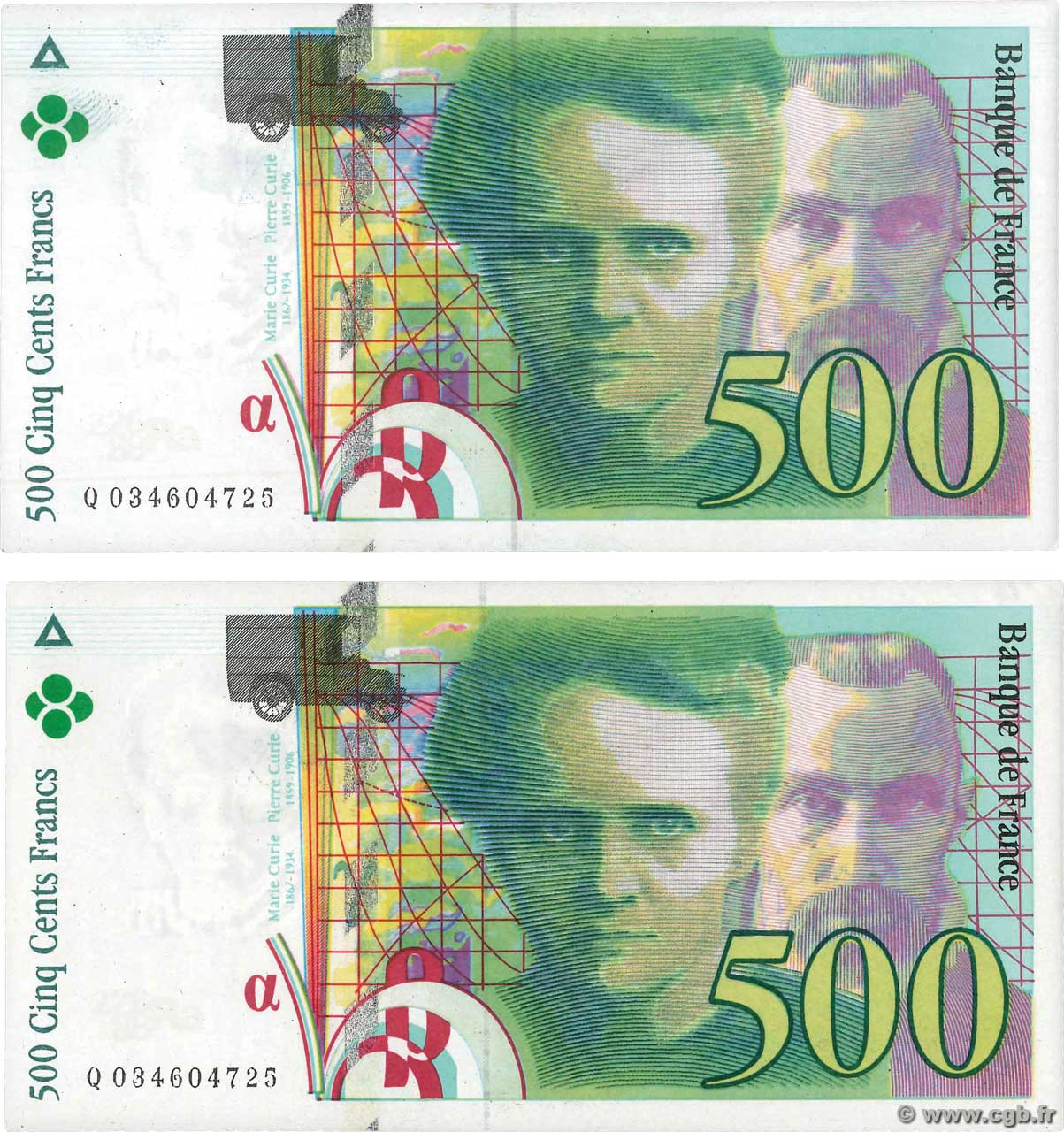 500 Francs PIERRE ET MARIE CURIE Faux FRANCIA  1995 F.76.02x SC
