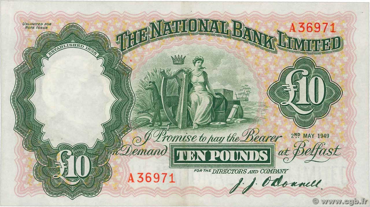10 Pounds NORTHERN IRELAND  1949 P.160a SPL