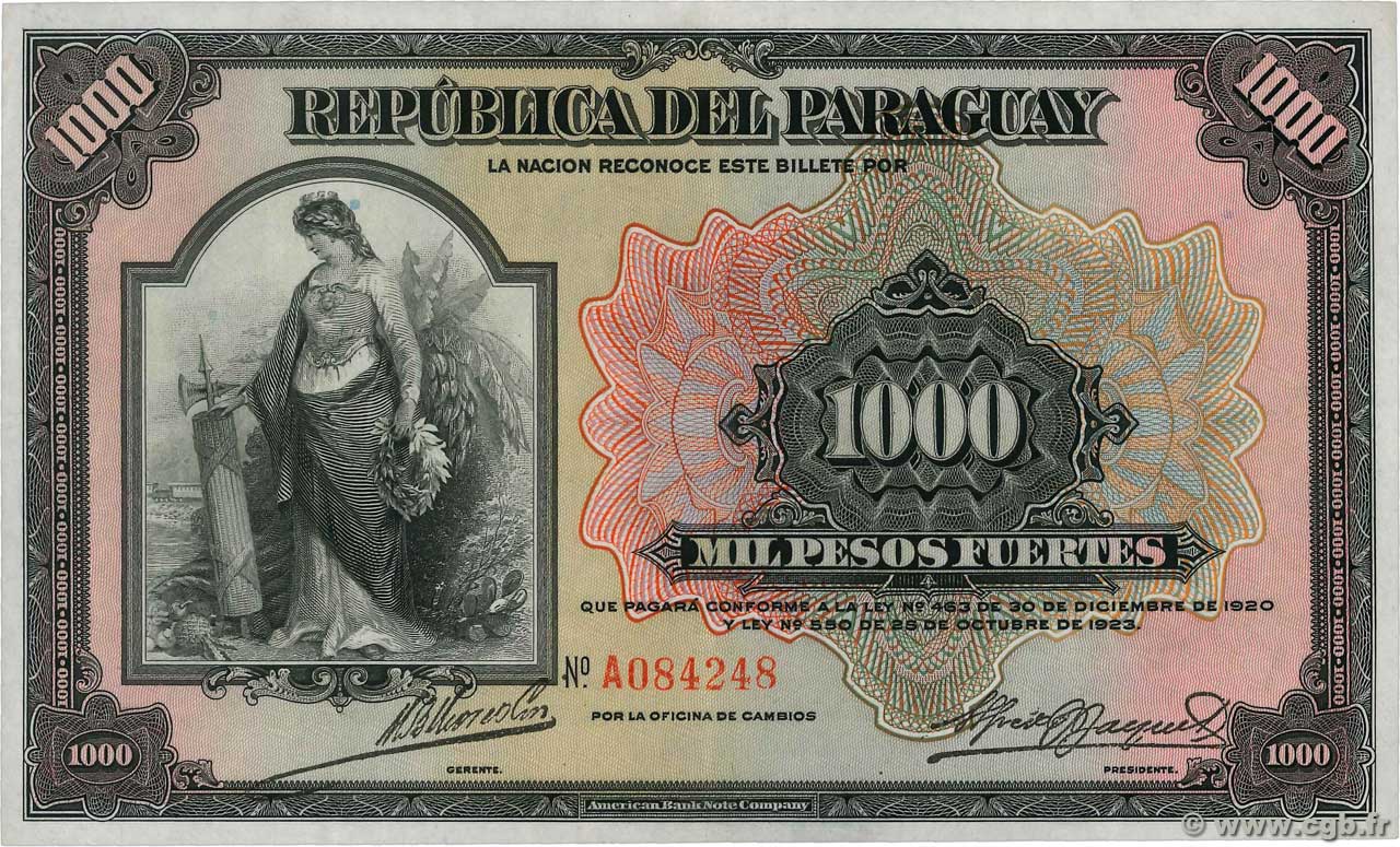 1000 Pesos Fuertes PARAGUAY  1923 P.155a VZ