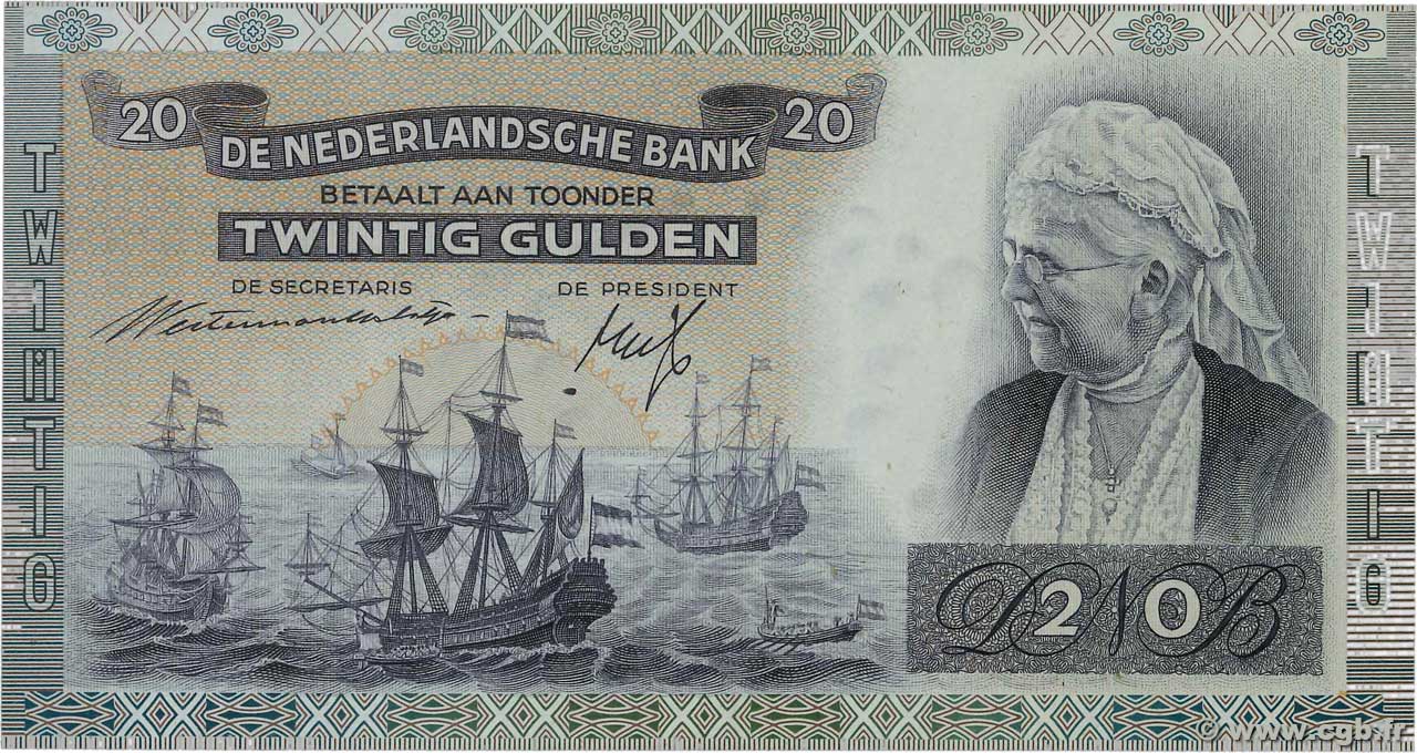 20 Gulden PAíSES BAJOS  1941 P.054 FDC