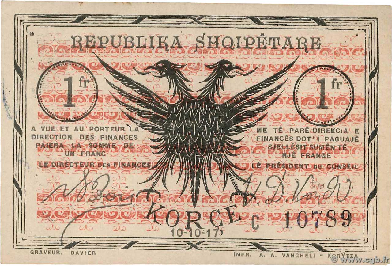 1 Franc ALBANIA  1917 PS.146c SPL