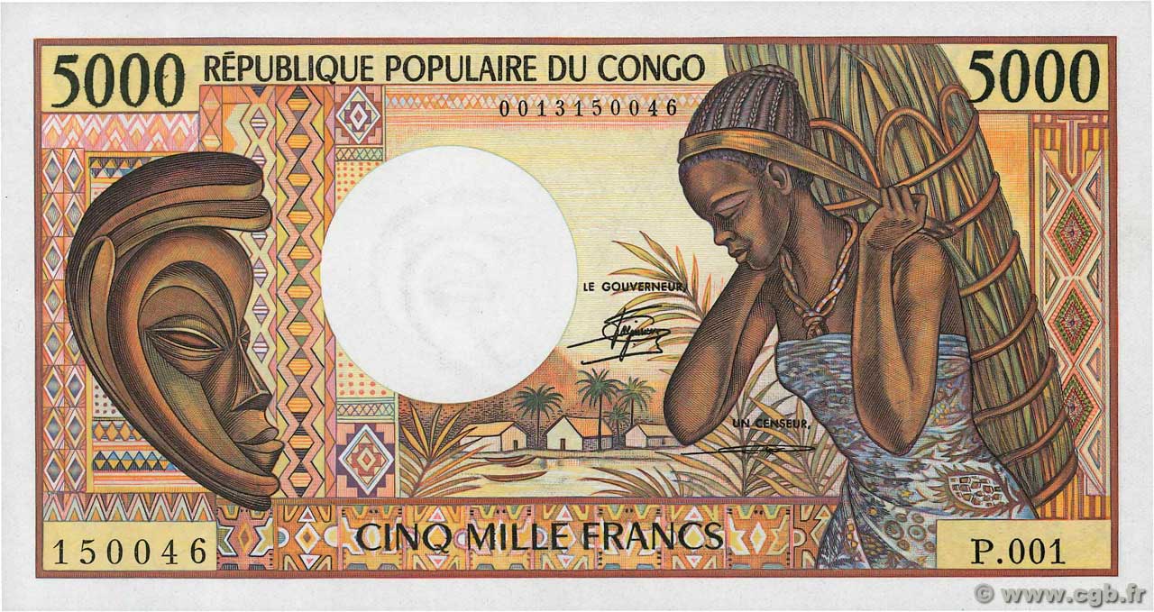 5000 Francs CONGO  1984 P.06a UNC
