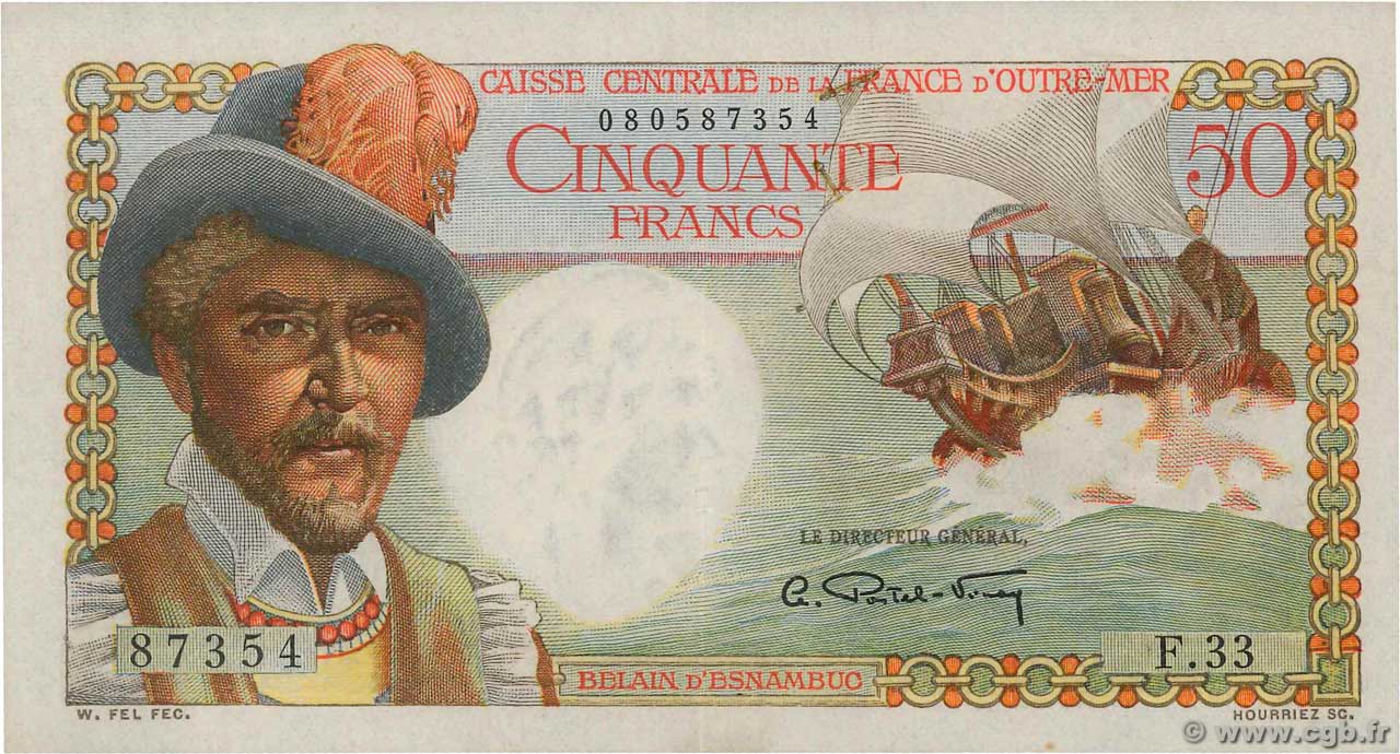 50 Francs Belain d Esnambuc AFRIQUE ÉQUATORIALE FRANÇAISE  1946 P.23 VZ+