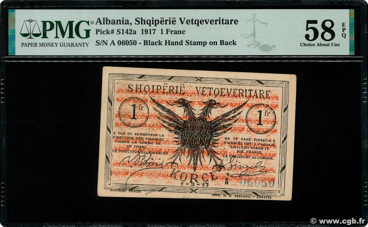1 Franc ALBANIA  1917 PS.142a AU