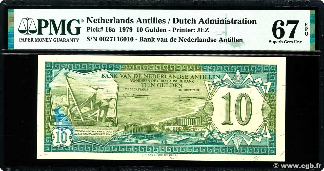 10 Gulden ANTILLES NÉERLANDAISES  1979 P.16a NEUF