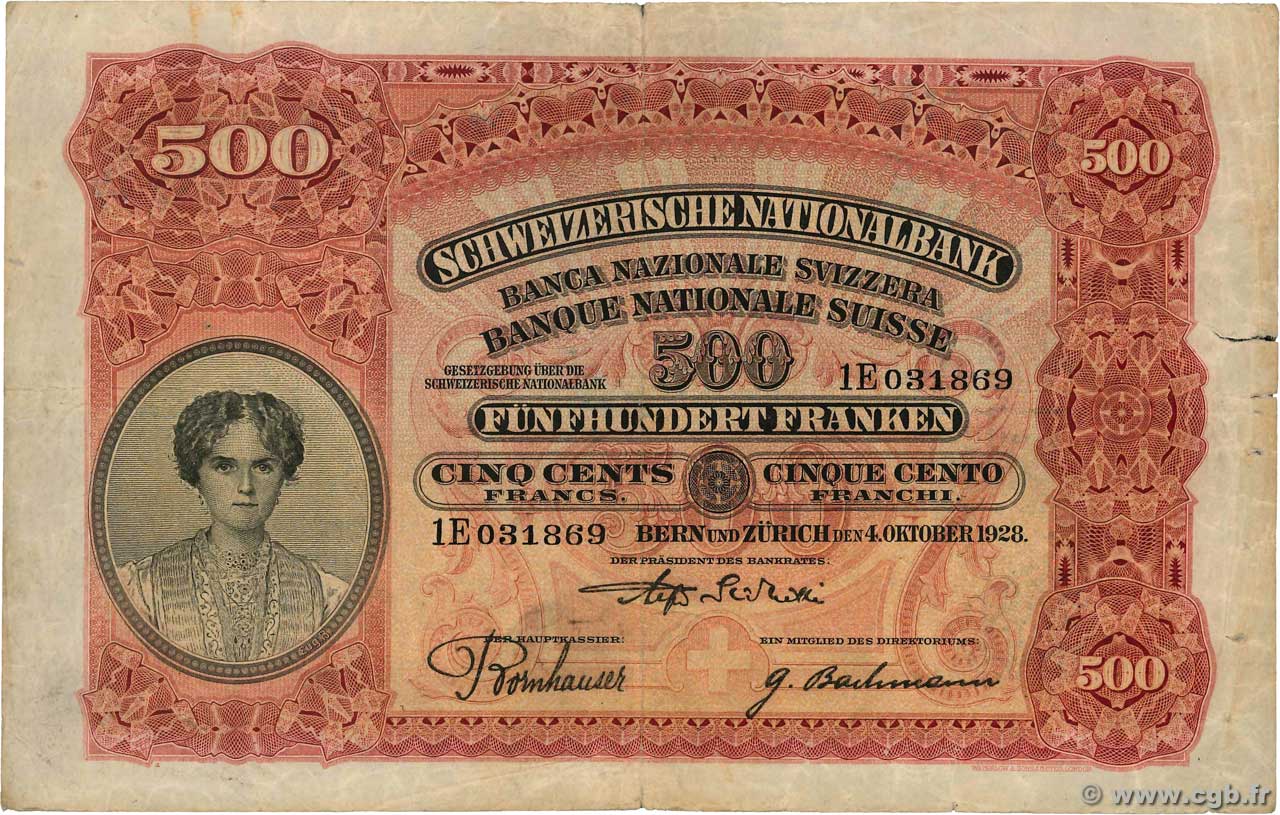 500 Francs SUISSE  1928 P.36a S