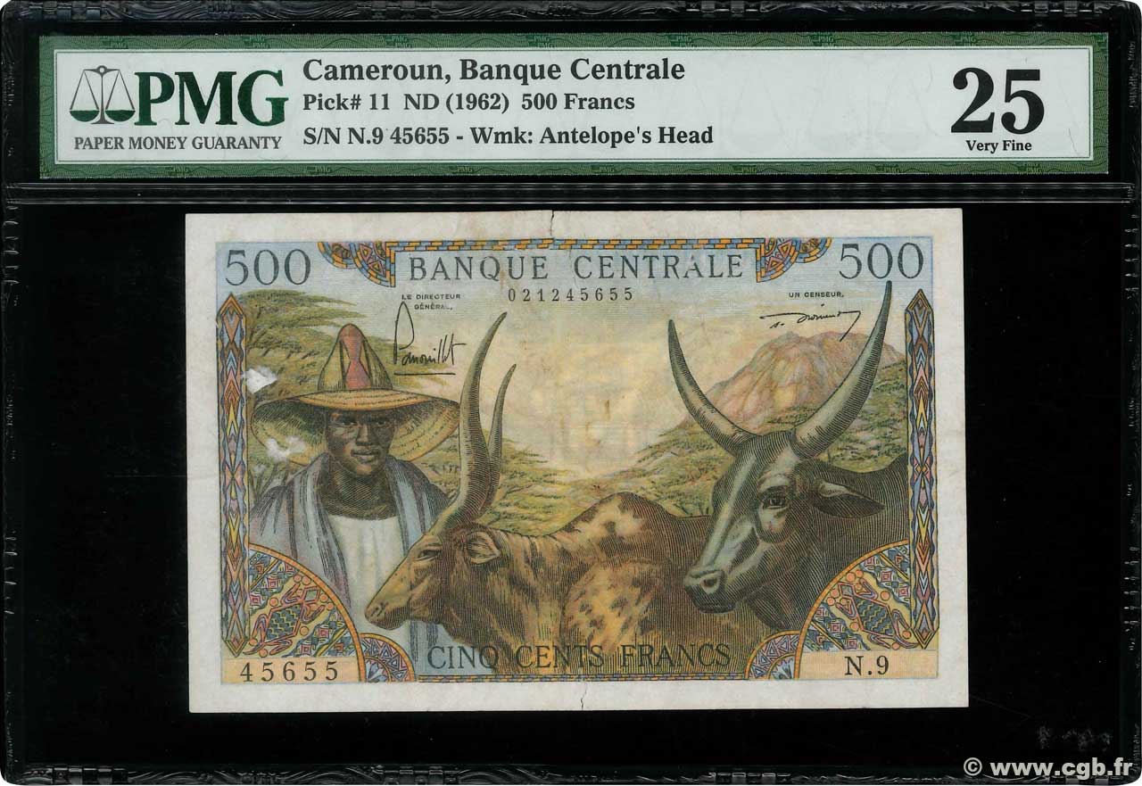 500 Francs CAMEROON  1962 P.11 VF
