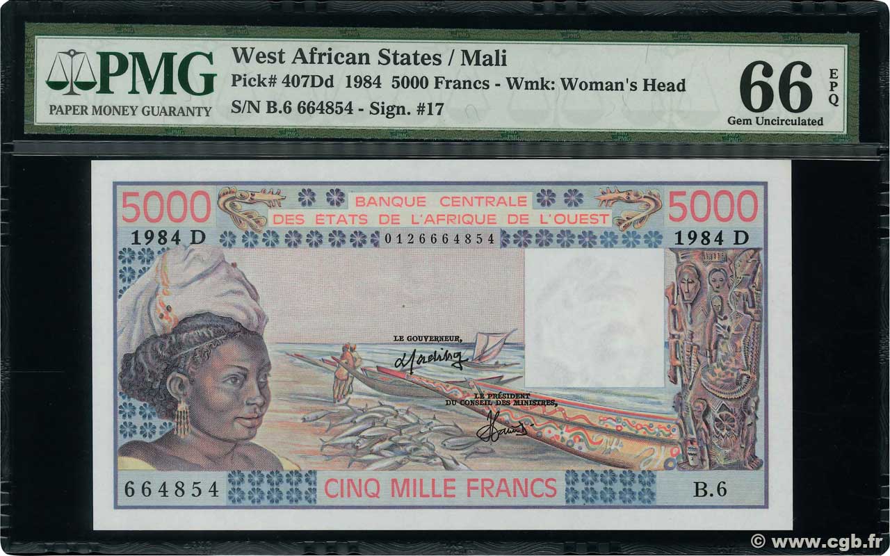 5000 Francs ÉTATS DE L AFRIQUE DE L OUEST  1984 P.407Dd NEUF