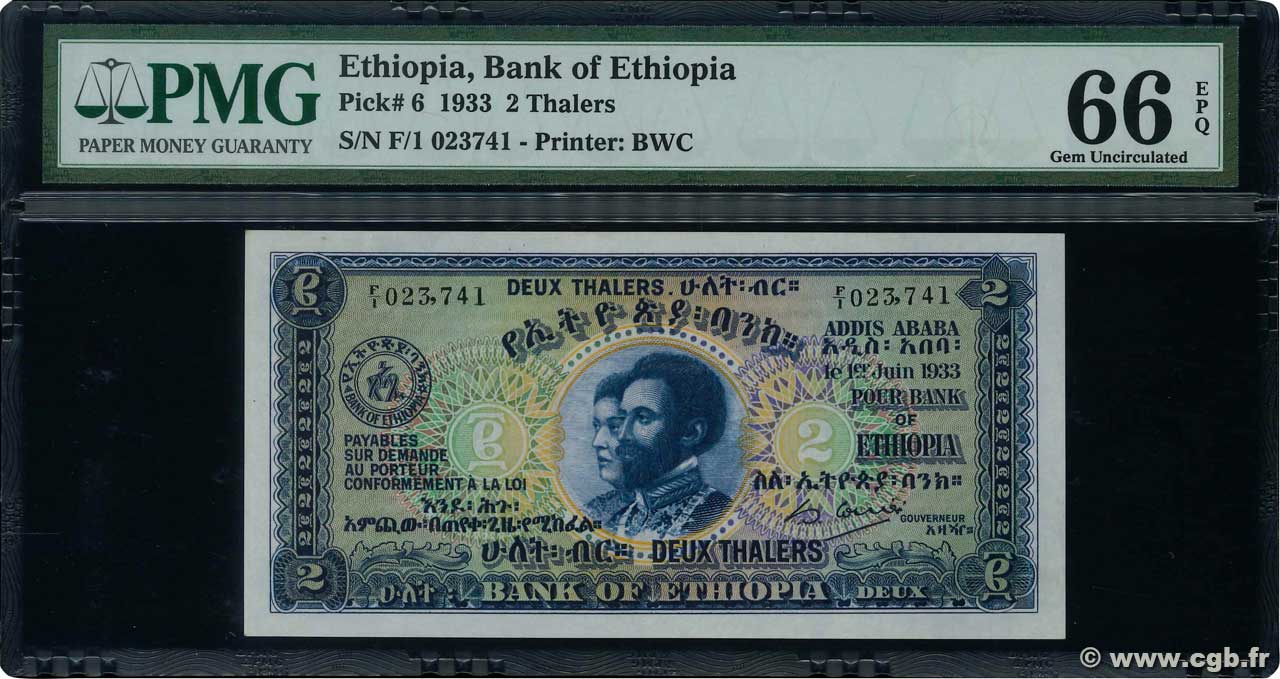 2 Thalers ETIOPIA  1933 P.06 FDC