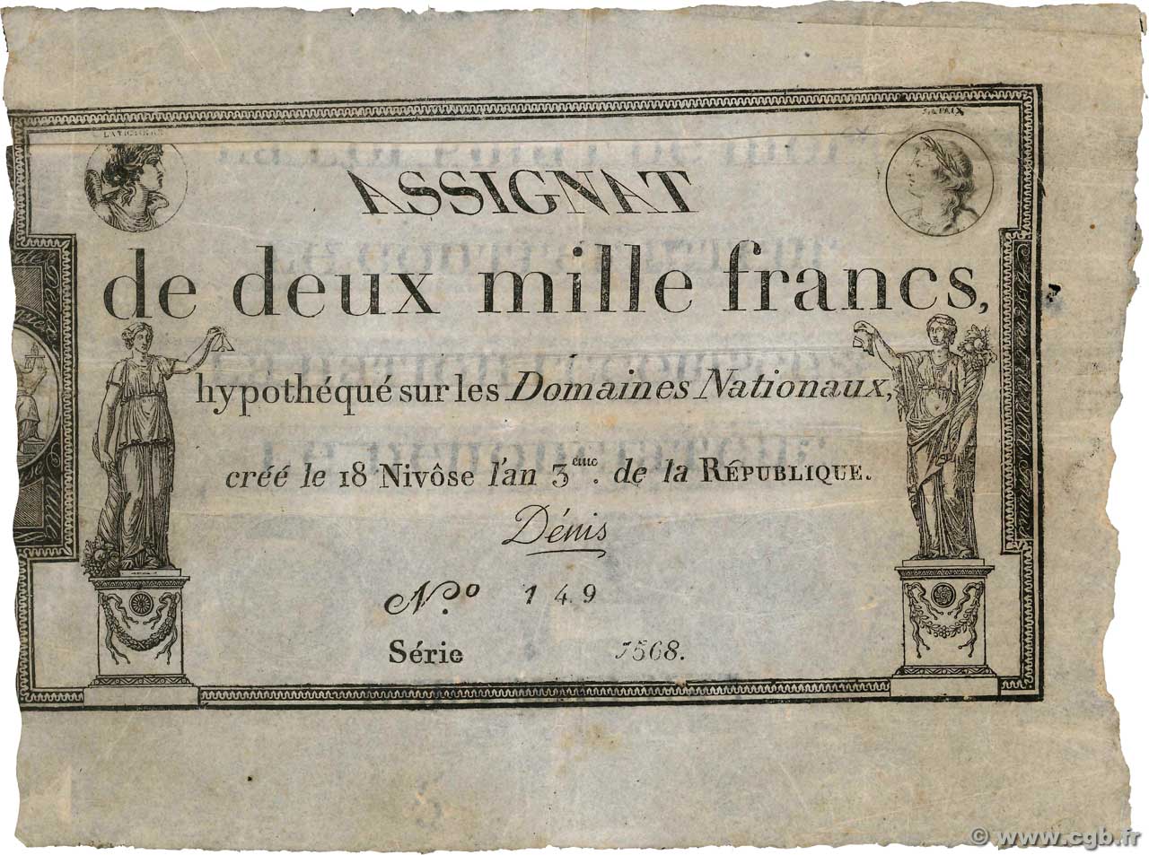 2000 Francs FRANCIA  1795 Ass.51a q.BB