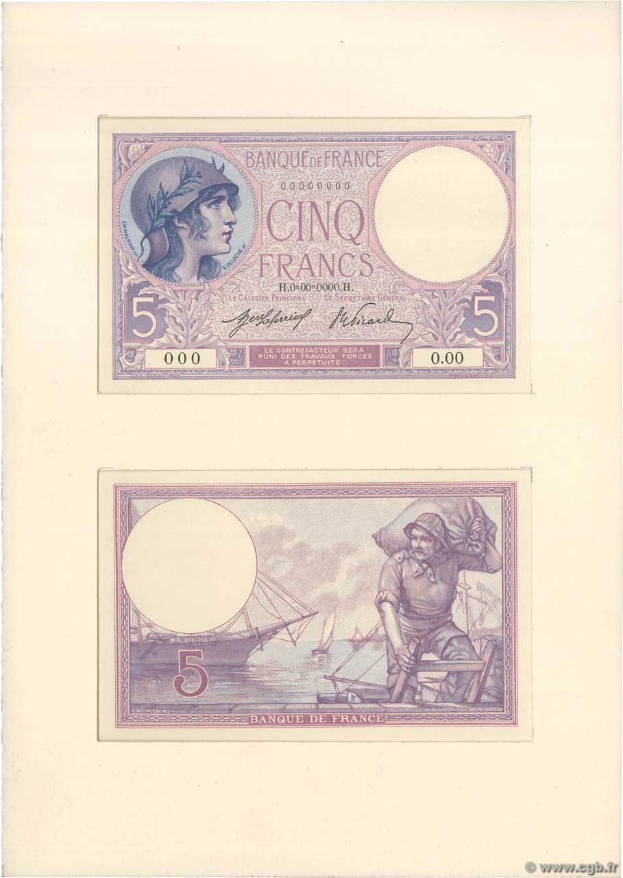 5 Francs FEMME CASQUÉE Épreuve FRANCIA  1917 F.03.00Ec SC+