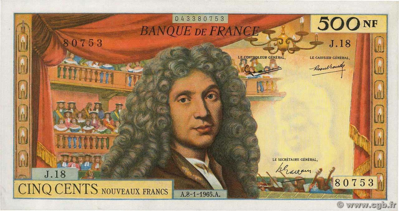 500 Nouveaux Francs MOLIÈRE FRANKREICH  1965 F.60.08 VZ+
