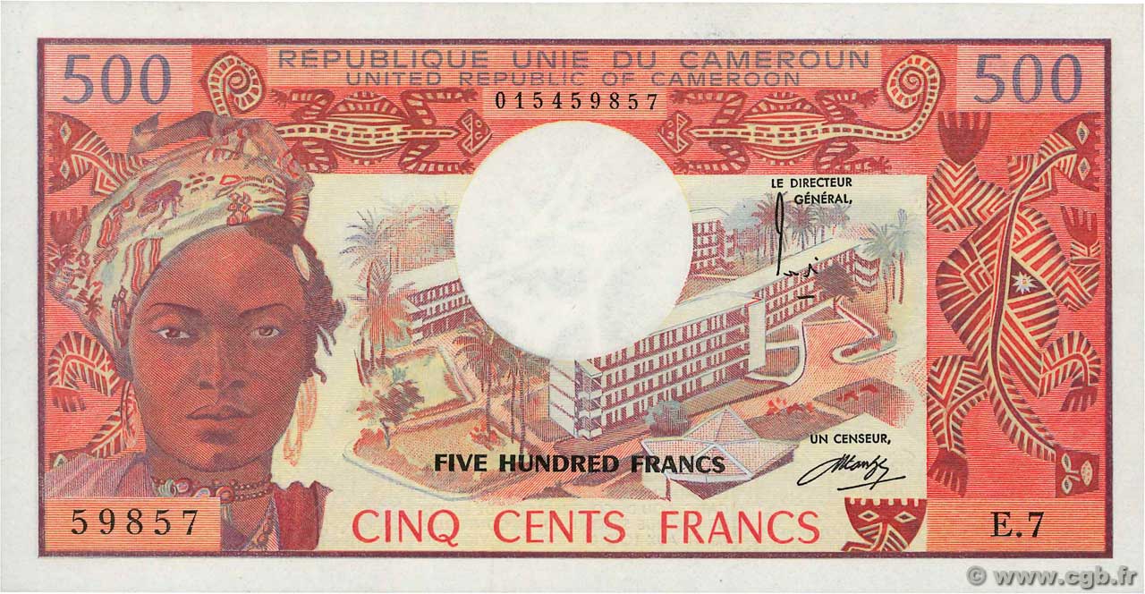500 Francs CAMEROON  1974 P.15b UNC-