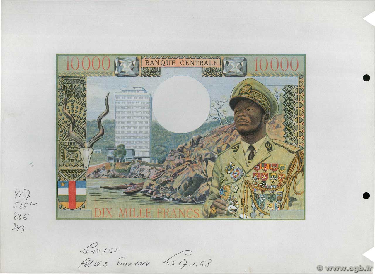 10000 Francs Épreuve ÉTATS DE L AFRIQUE ÉQUATORIALE  1968 P.07E SPL