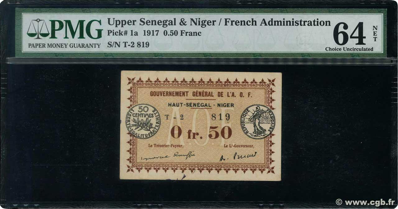 50 Centimes FRENCH WEST AFRICA  1917 P.01 UNC-