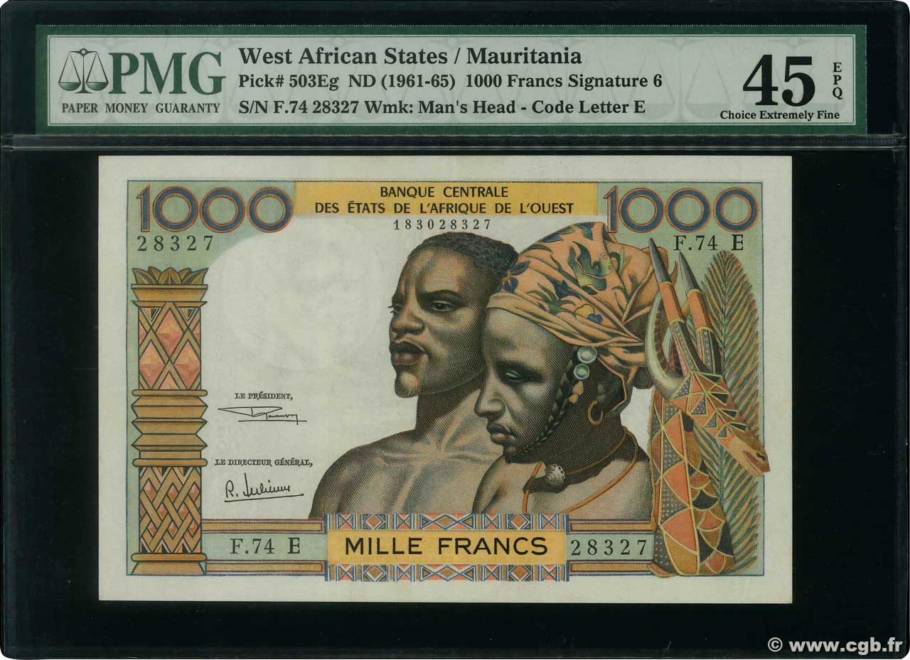 1000 Francs ÉTATS DE L AFRIQUE DE L OUEST  1965 P.503Eg SUP