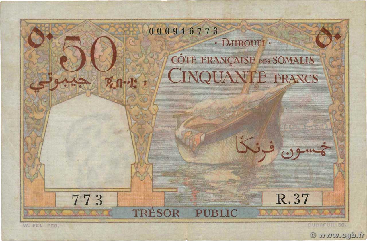 50 Francs DSCHIBUTI   1952 P.25 fSS