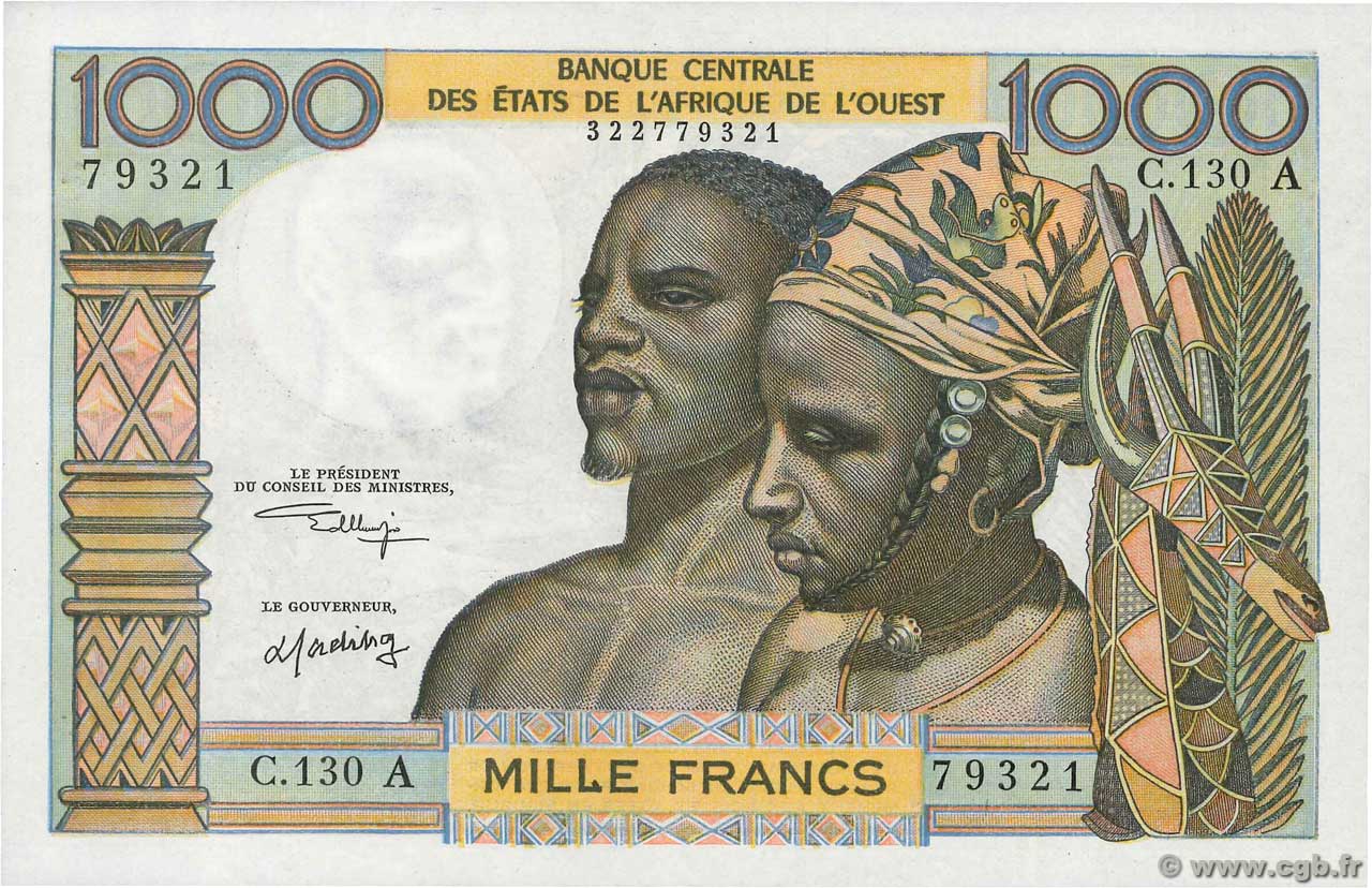 1000 Francs ÉTATS DE L AFRIQUE DE L OUEST  1973 P.103Ak SPL