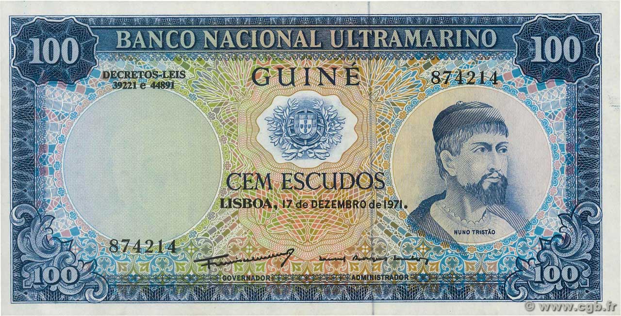 100 Escudos GUINÉE PORTUGAISE  1971 P.045a NEUF