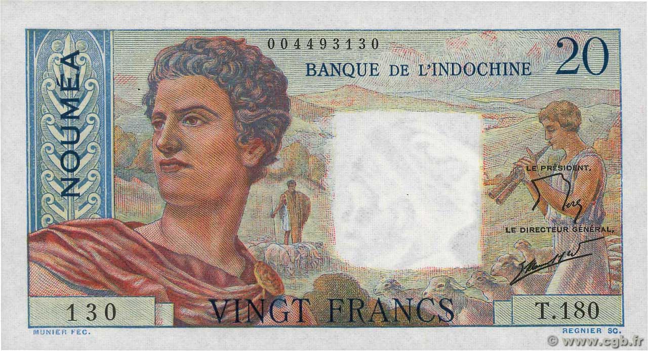 20 Francs NEW CALEDONIA  1963 P.50c AU