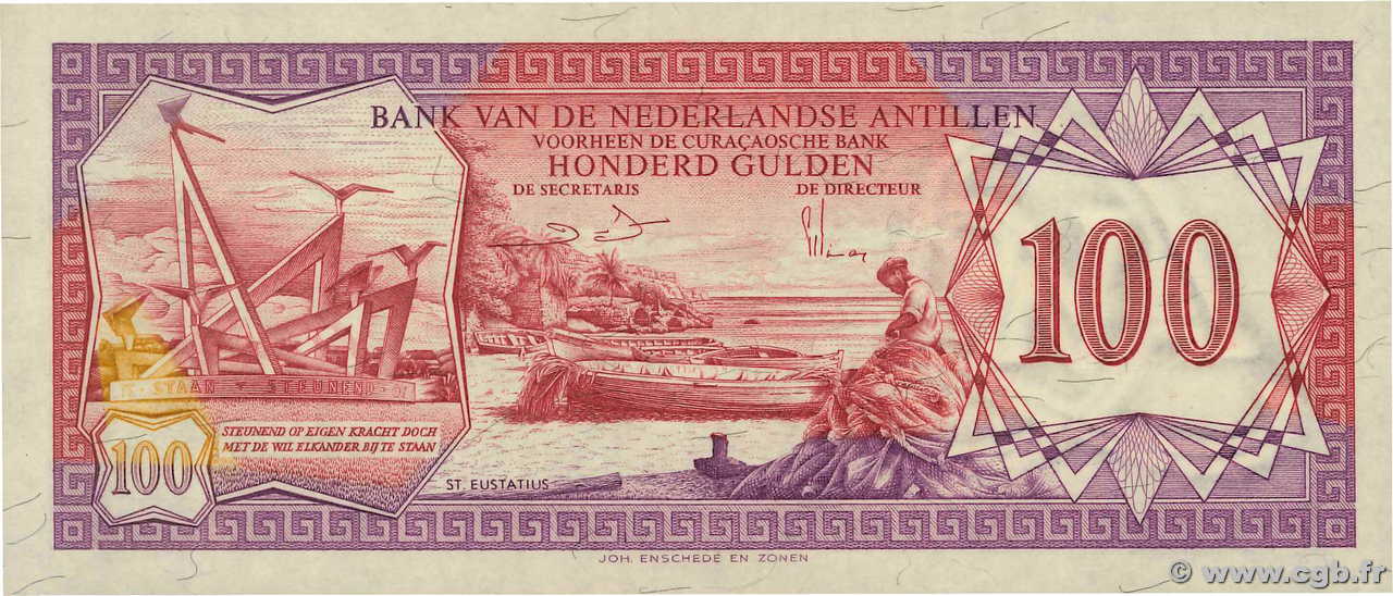 100 Gulden NETHERLANDS ANTILLES  1981 P.19b FDC