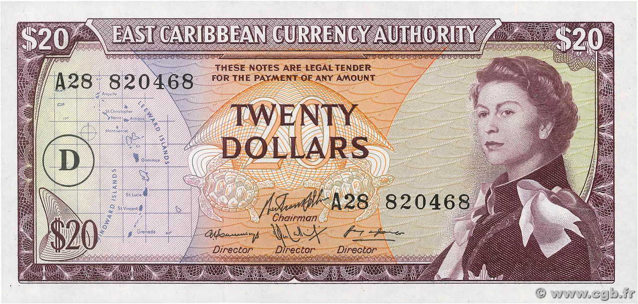 20 Dollars CARIBBEAN   1965 P.15i UNC