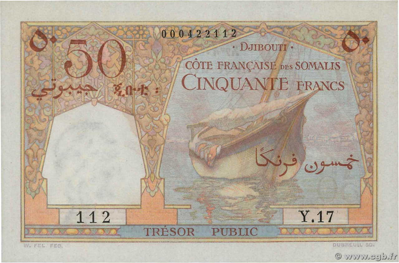 50 Francs YIBUTI  1952 P.25 FDC