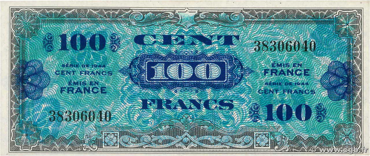 100 Francs DRAPEAU FRANCIA  1944 VF.20.01 SC