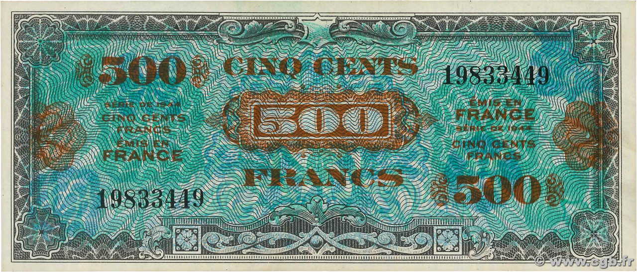 500 Francs DRAPEAU FRANCIA  1944 VF.21.01 EBC+