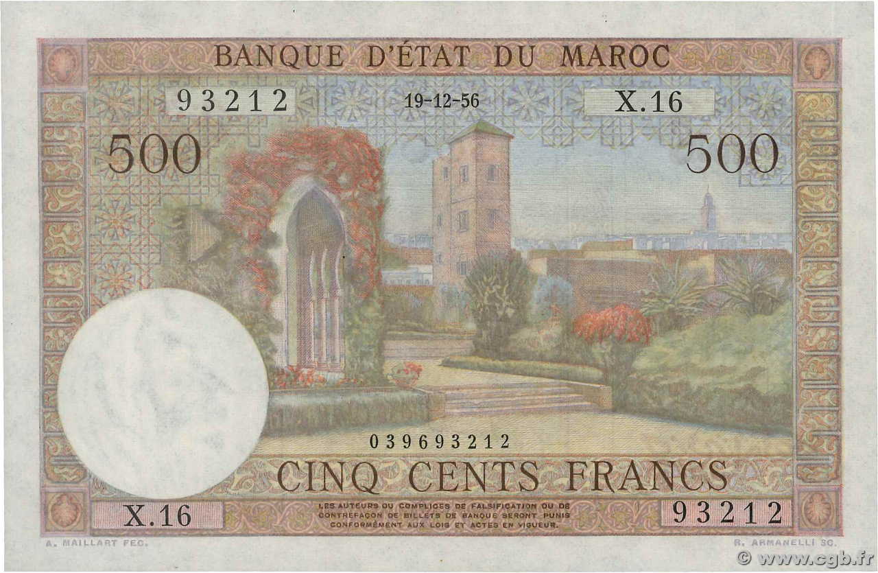500 Francs MARUECOS  1956 P.46 SC+