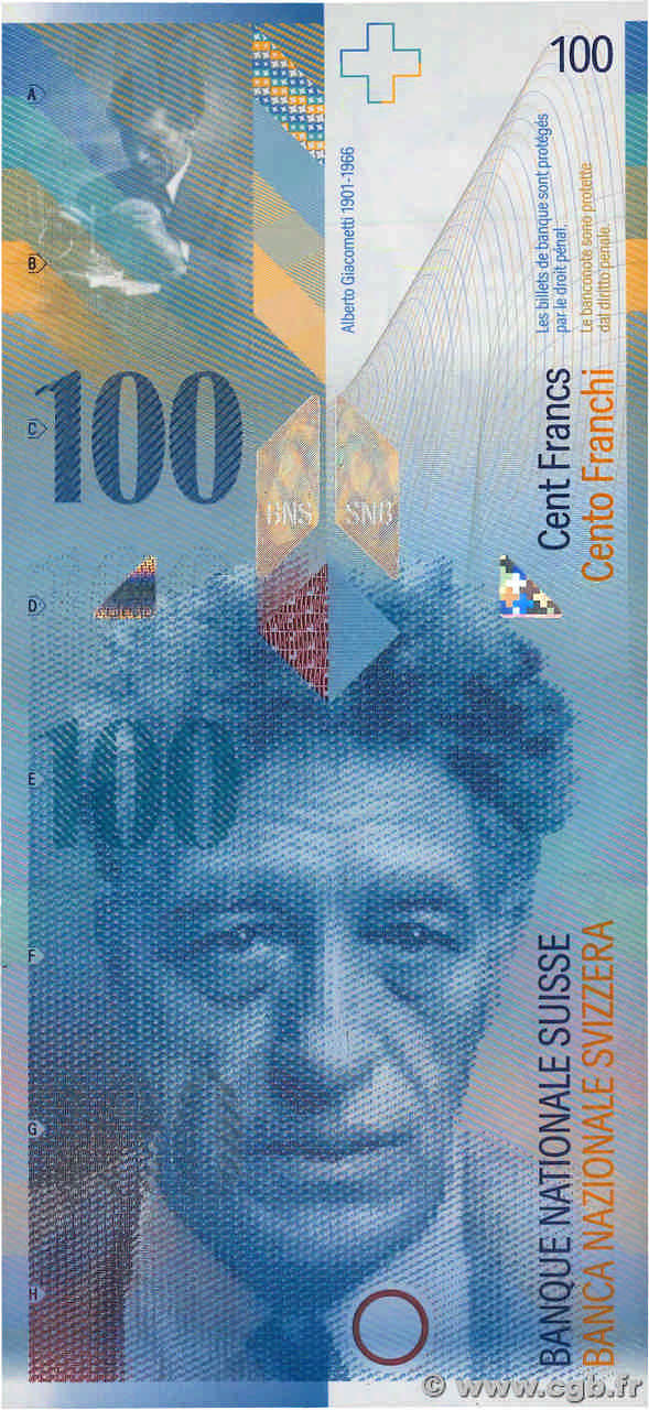 100 Francs SUISSE  1996 P.72a EBC+