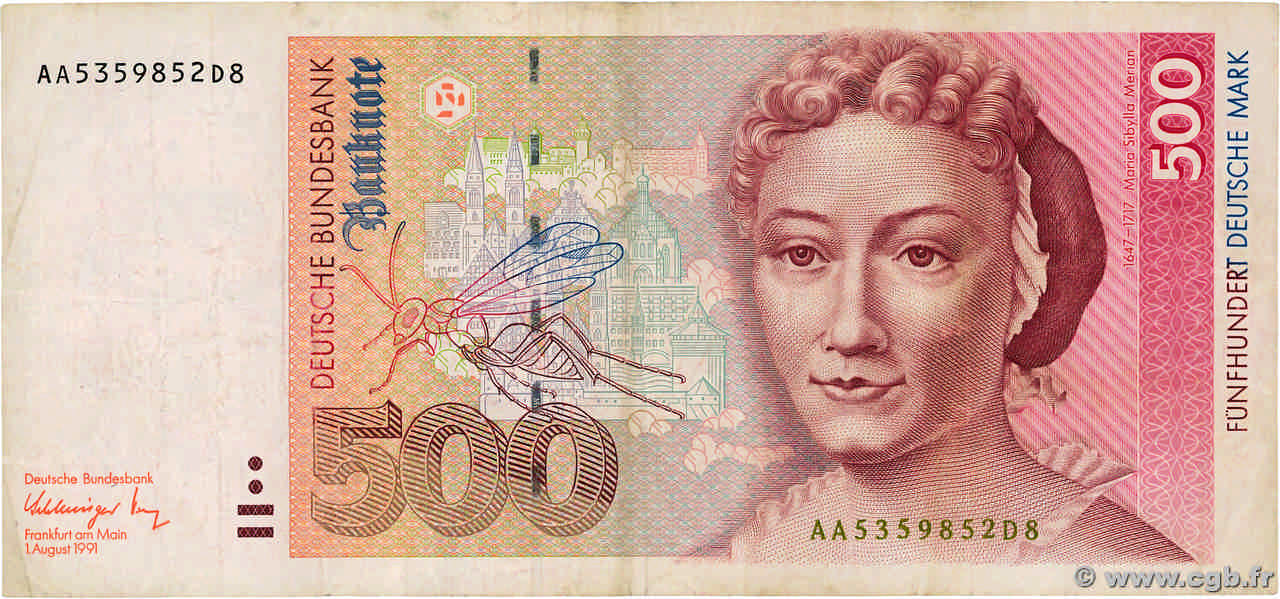 500 Deutsche Mark GERMAN FEDERAL REPUBLIC  1991 P.43a q.BB