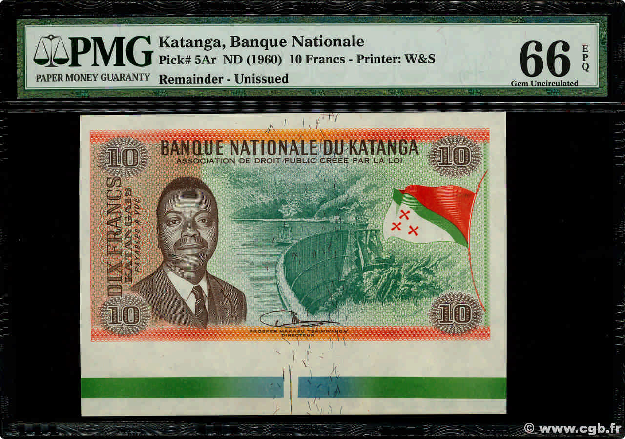 10 Francs Non émis KATANGA  1960 P.05Ar NEUF