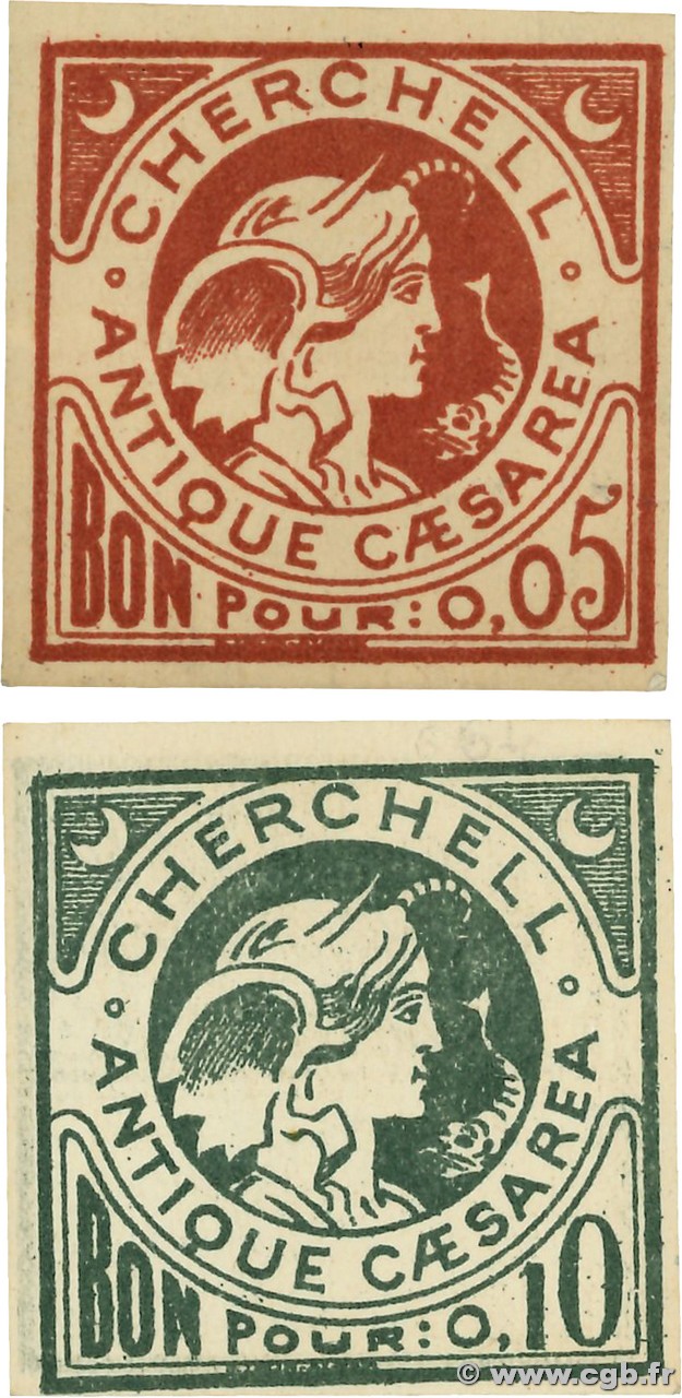 5 et 10 Centimes Lot ALGERIEN Cherchell 1916 K.207 et K.208 ST
