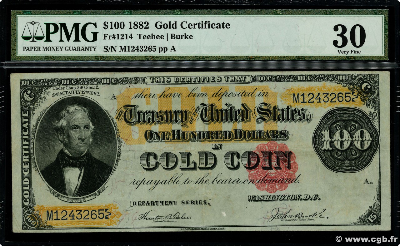 100 Dollars ÉTATS-UNIS D AMÉRIQUE  1882 P.260b TTB