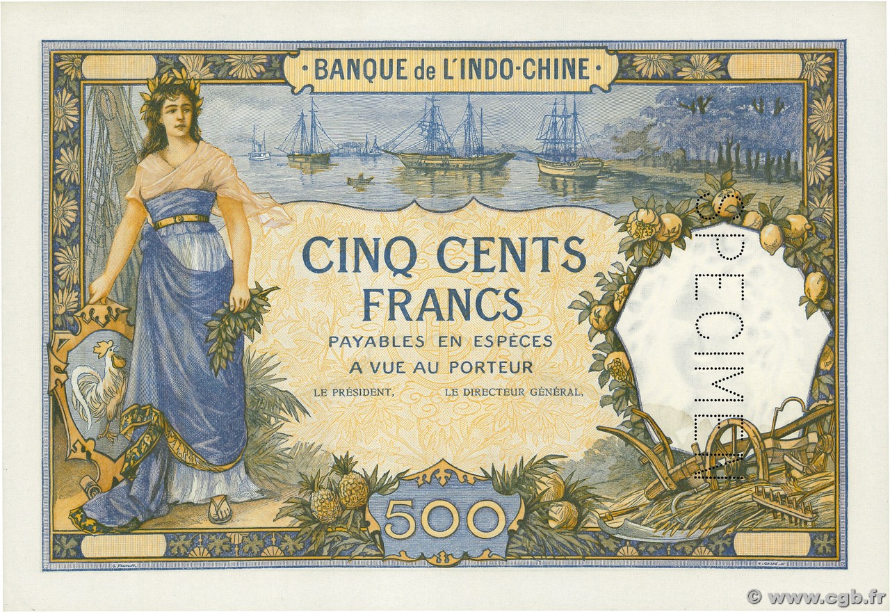 500 Francs Épreuve TAHITI  1938 P.13bs SC