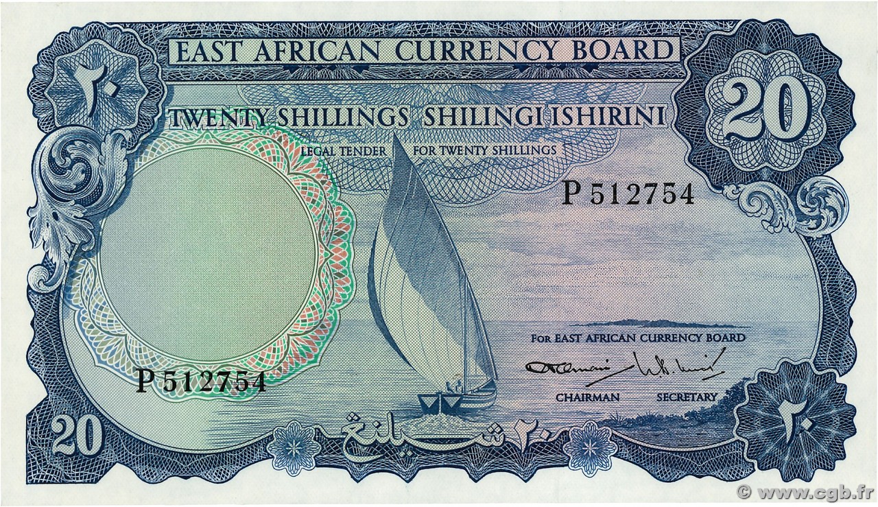 20 Shillings AFRICA DI L EST BRITANNICA   1964 P.47a FDC