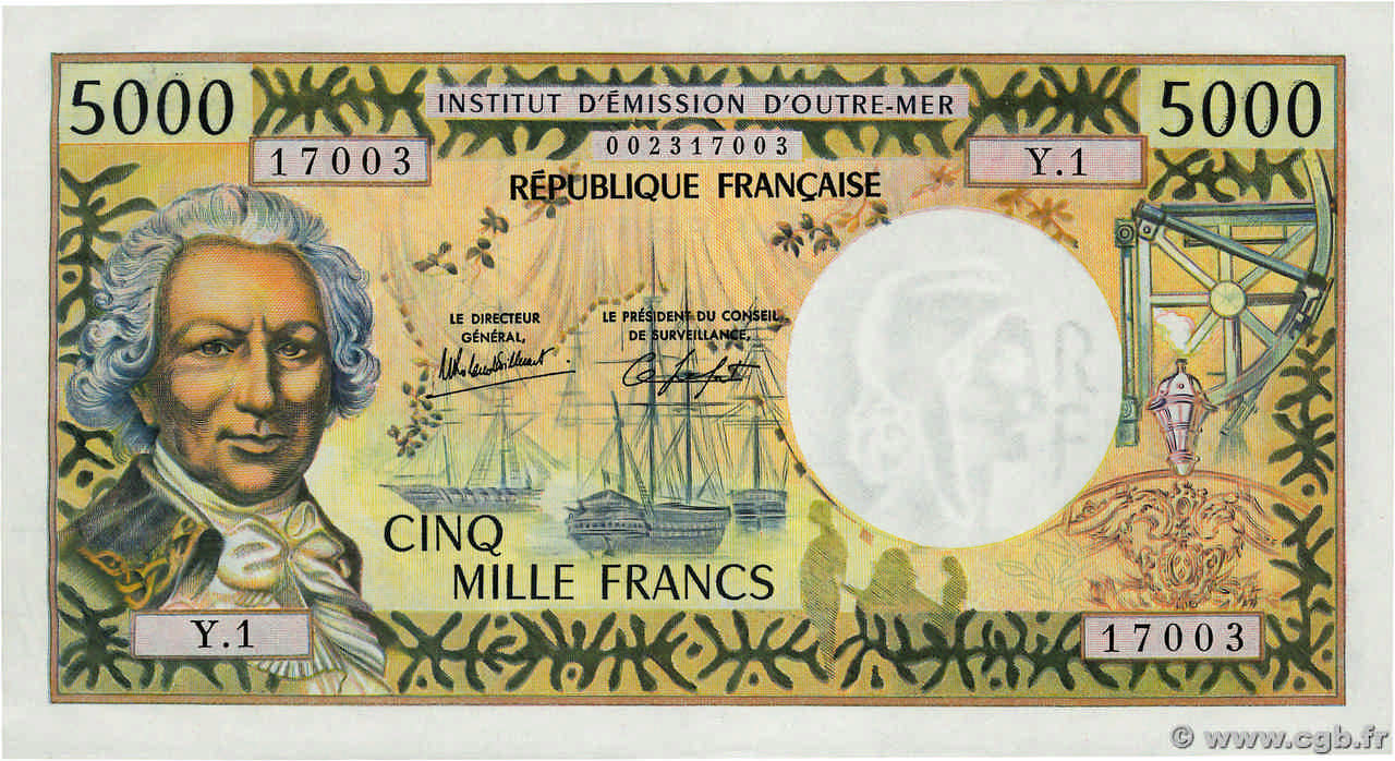 5000 Francs TAHITI  1982 P.28c AU+