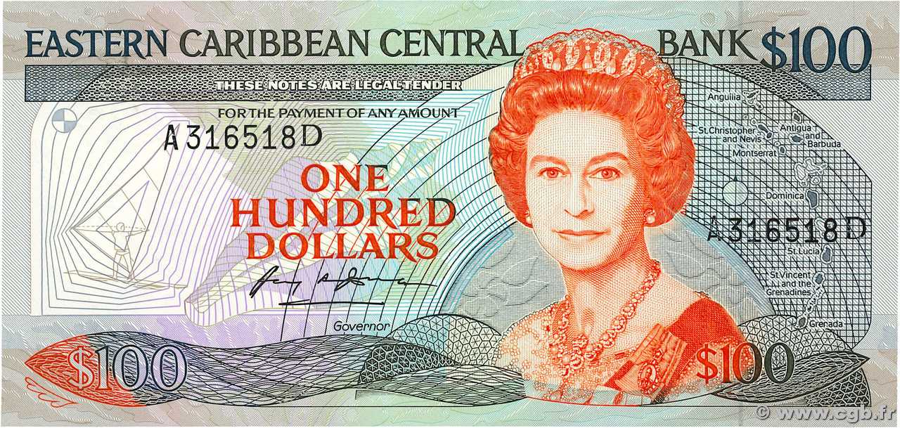 100 Dollars EAST CARIBBEAN STATES  1985 P.25d1 UNC