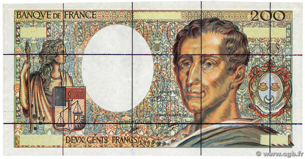 200 Francs MONTESQUIEU Épreuve FRANCE  1990 F.70.10a(Ec) VF