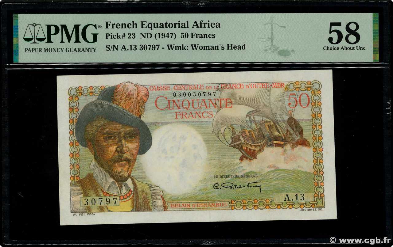 50 Francs Belain d Esnambuc AFRIQUE ÉQUATORIALE FRANÇAISE  1946 P.23 AU