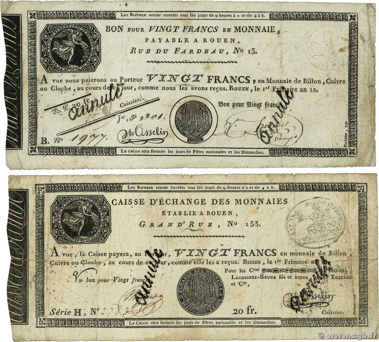 20 Francs Annulé FRANCIA  1804 PS.245b B